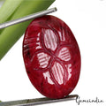 Certified 54.60 Ct Natural Red Ruby Floral Carved Oval Cut Pendant Size Gemstone
