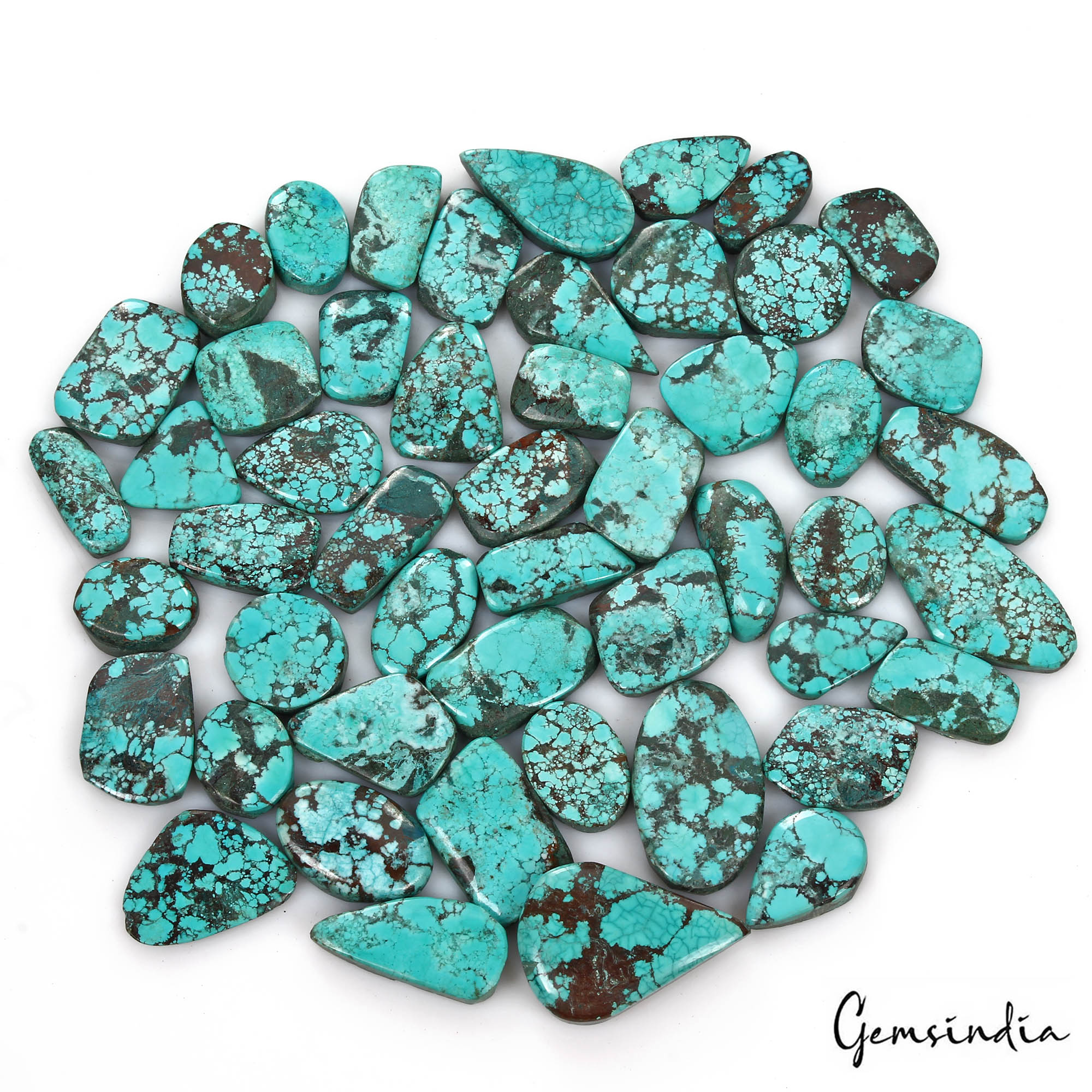 740 Cts/50 Pcs Natural USA Blue Green Turquoise Mix Cab Loose Wholesale Gems Lot