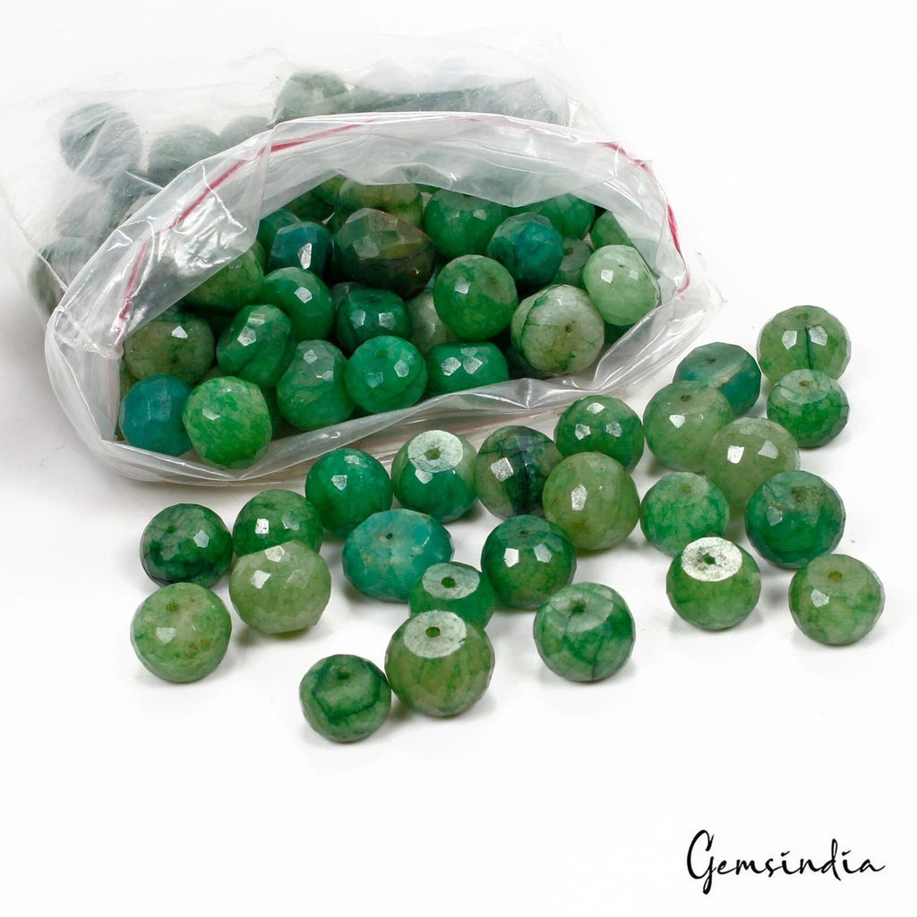 880 Ct Natural Green Emerald Round Cut 10-13mm Loose Drilled jewelry Beads~98 Pc