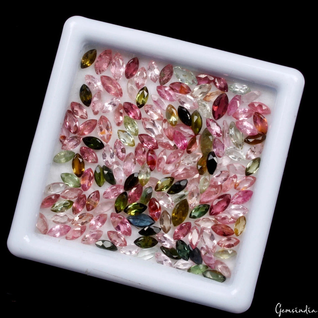 150 Pcs Natural Tourmaline 4mmx2mm Marquise Cut Multi Color Loose Gemstones Lot