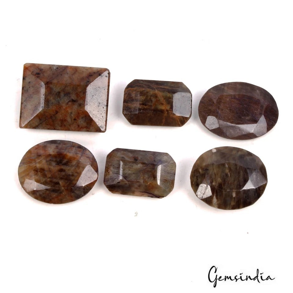 320 Cts/6 Pcs Natural Untreated Brown Color Sapphire Mixed Cut Gems For Jewelry