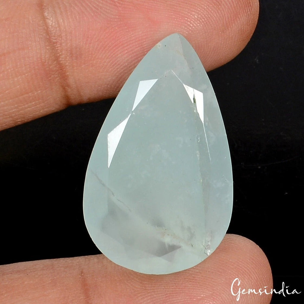 Certified 30.50 Cts Natural Untreated Aqua Green Aquamarine Pear Gem For Pendant