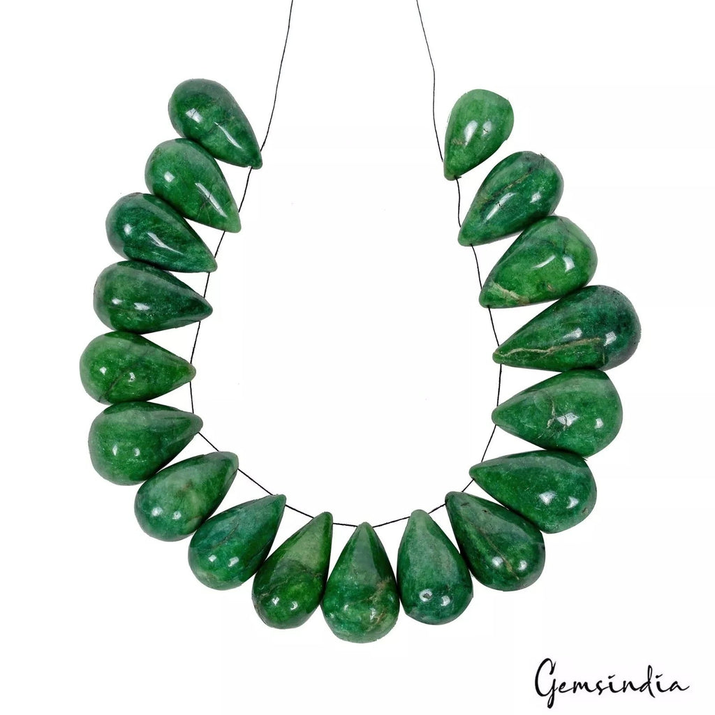 600 Cts/18 Pcs Natural Brazilian Green Emerald Drill Pear Cab Briolette Gems Lot