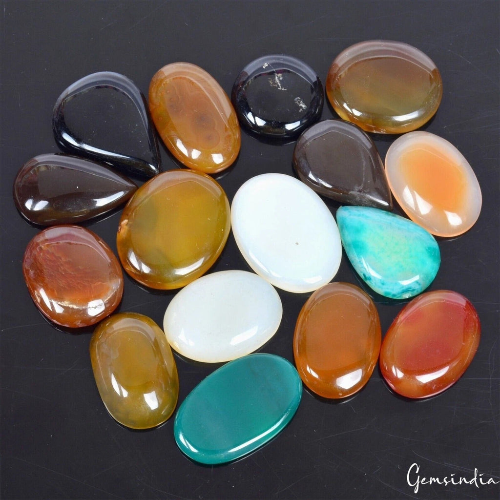 880 Cts/16 Pcs Natural Untreated Multi Color Onyx Mixed Cab Loose Gems Wholesale