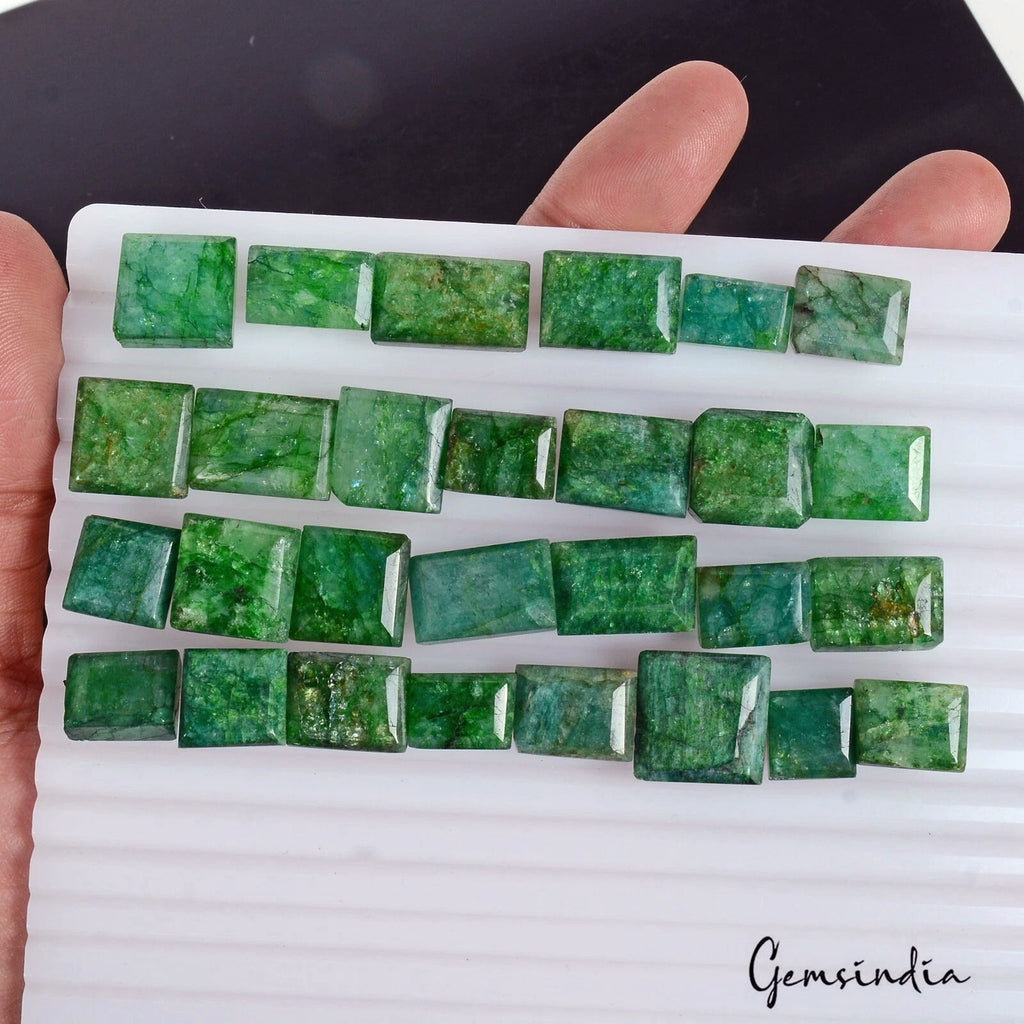 Certified 370 Cts/28 Pcs Natural Brazilian Green Emerald Baguette Cut Loose Gems