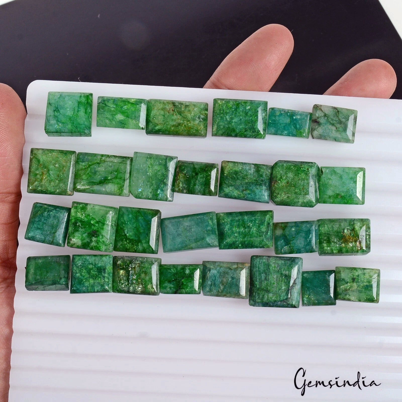 Certified 370 Cts/28 Pcs Natural Brazilian Green Emerald Baguette Cut Loose Gems