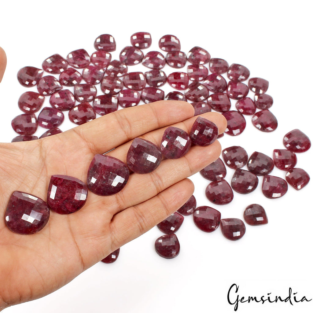 2500 Cts Natural Red Ruby Pear/ Heart checker Cut Loose 20-26m Gemstone ~ 74 Pcs