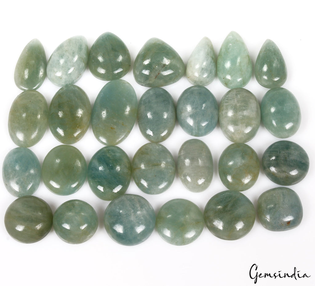 Natural 1400 Ct Green Blue Mix Aquamarine Cabochon Wholesale Lot Gemstone 27 Pcs