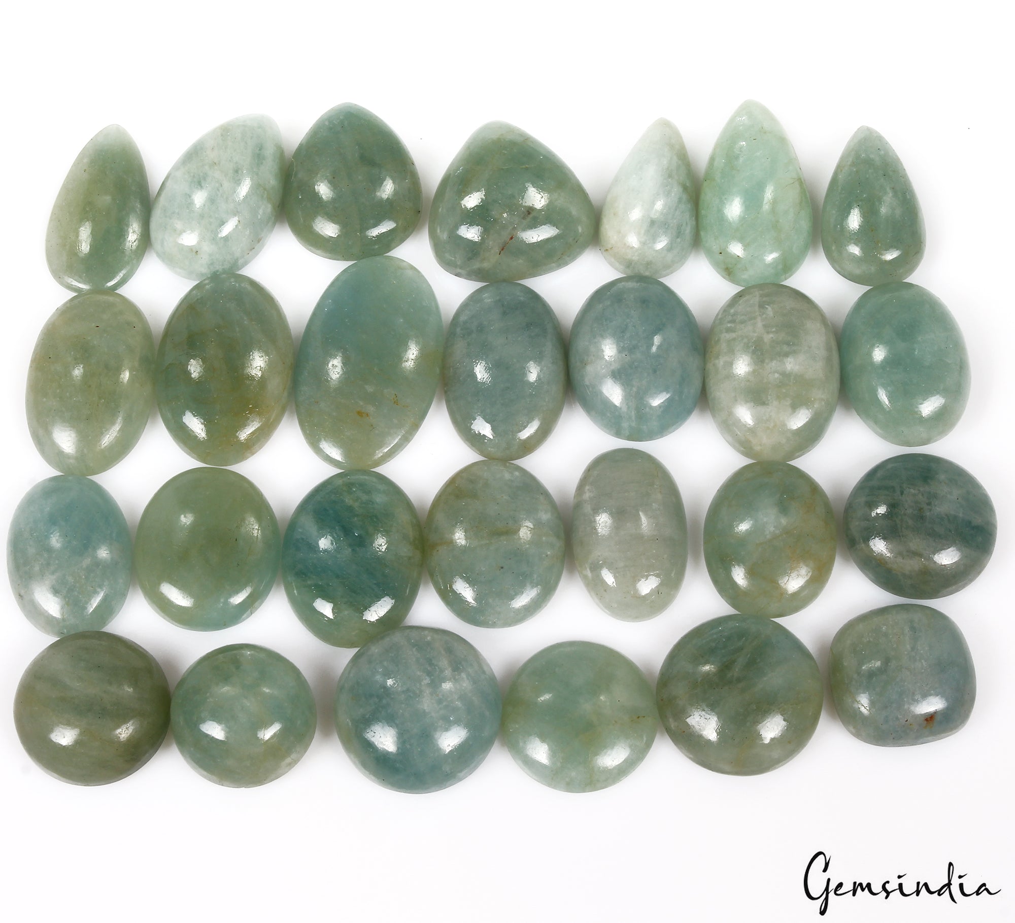 Natural 1400 Ct Green Blue Mix Aquamarine Cabochon Wholesale Lot Gemstone 27 Pcs