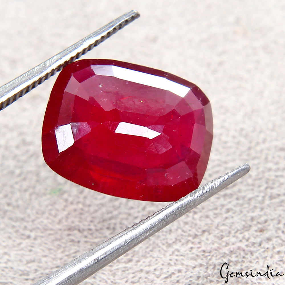 Ruby Loose Gemstone, Heated, Blood Red — 13x11x5mm, 8.30 Ct, Mozambique