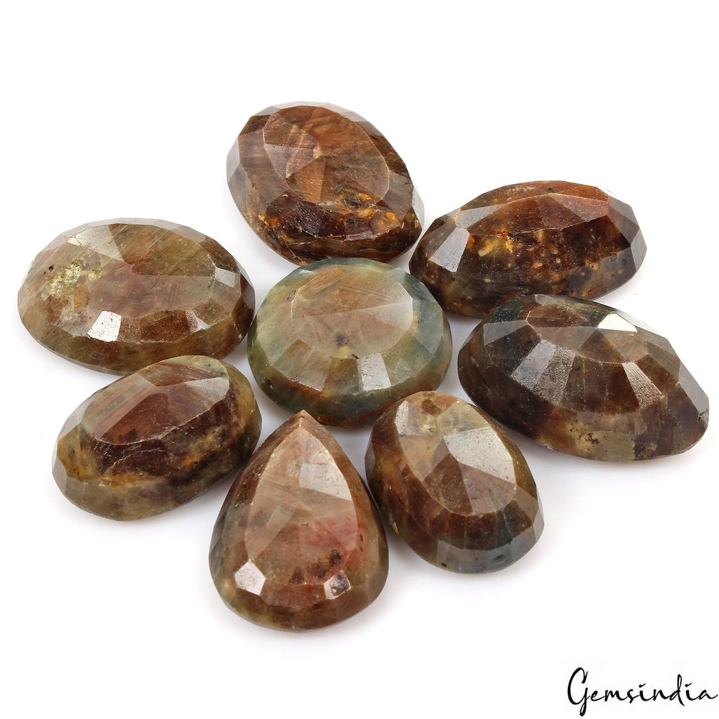 1580 Ct Natural Untreated Brown Golden Sapphire Mix Cut Faceted Loose Gemstones