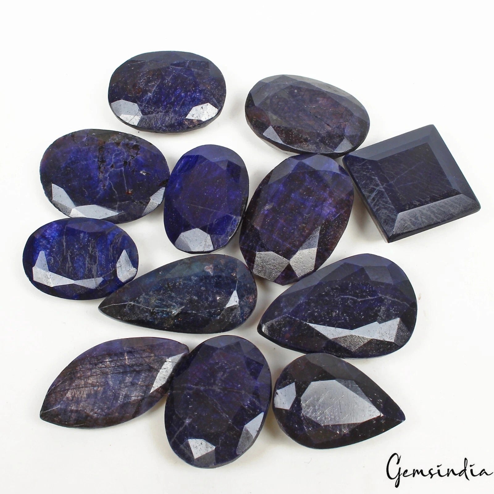 Blue Sapphire Lot, Loose Gemstone, Color Enhanced — 12 Pieces, 27mm to 34mm, 720 Ct, Madagascar