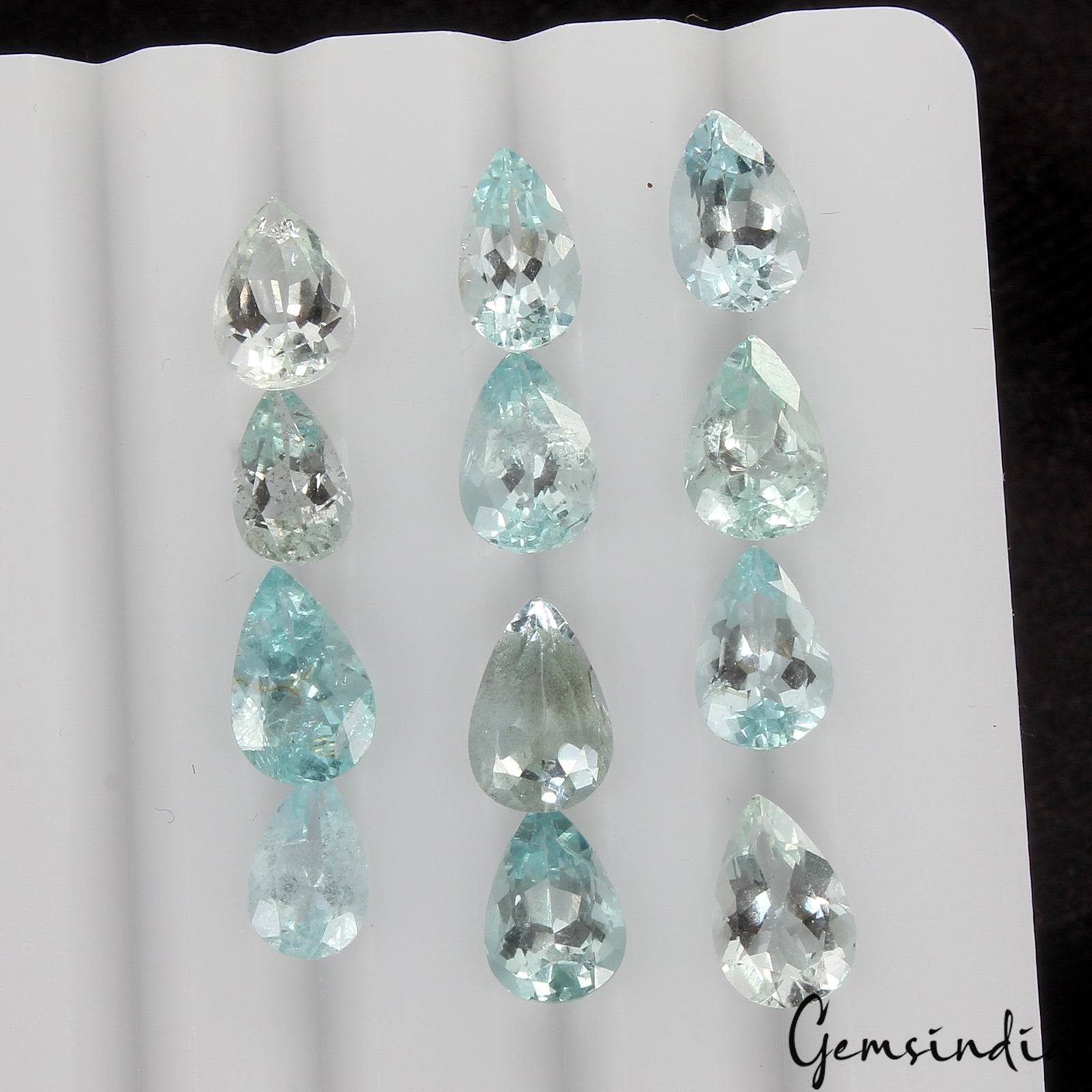 Pear Cut Natural Unheated Nice Blue Aquamarine 12.80ct 8-9mm 12pcs Lot Gemstones