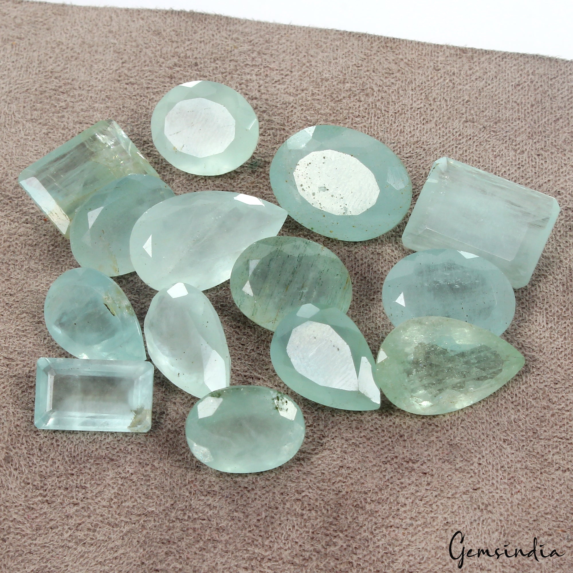 62.20 Cts/14 Pcs Natural Untreated Blue Green Aquamarine Mix Cut Loose Gems Lot