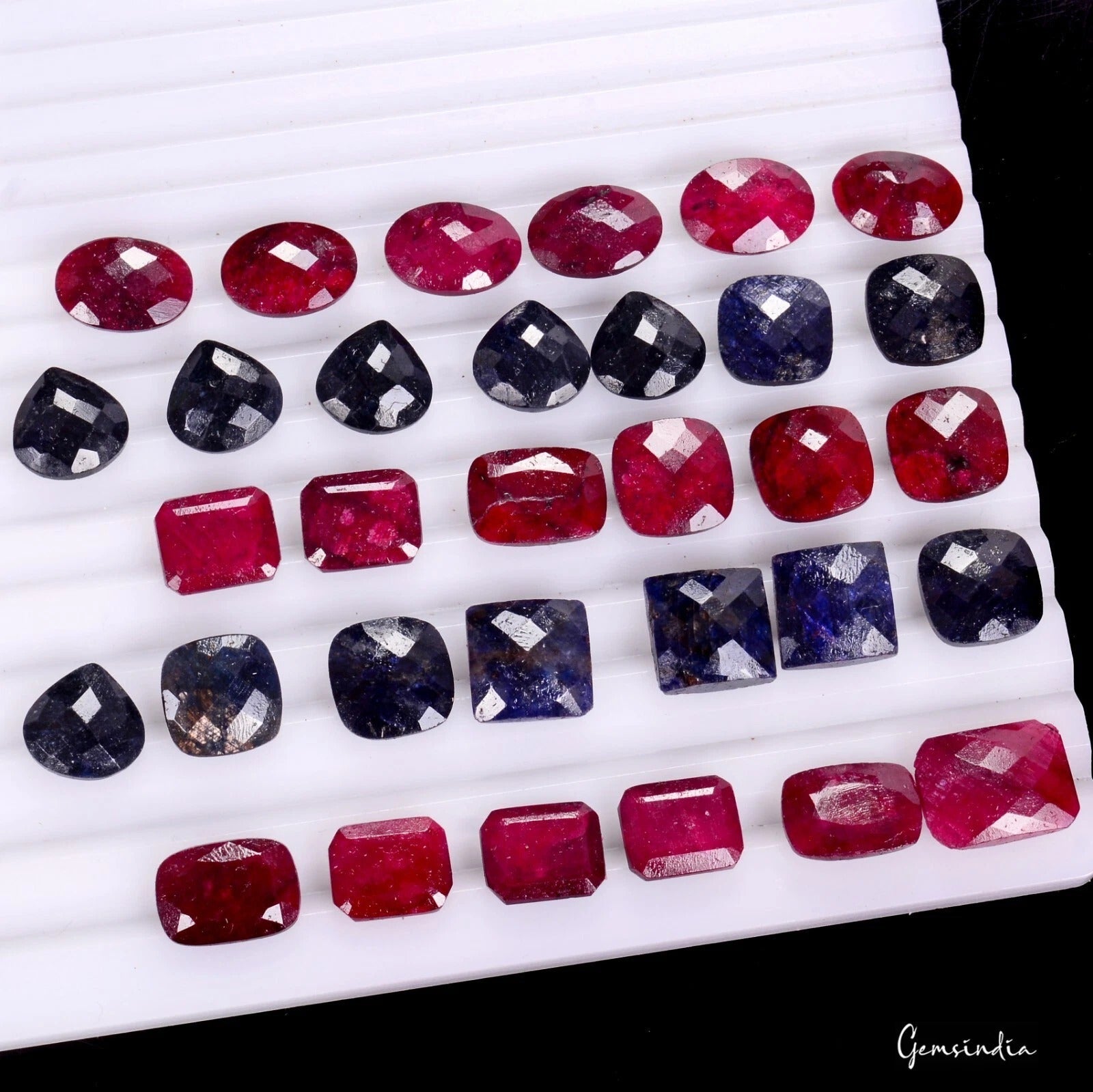 32 Pcs Natural Ruby Sapphire Mix shape/ Cut Loose 11-15mm Jewelry Gemstones Lot