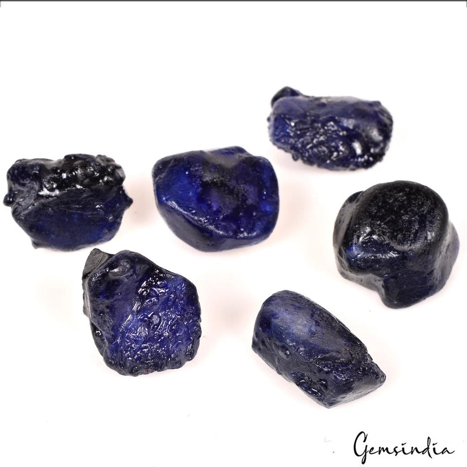 340 Cts Natural Ceylon Sapphire Rough Vibrant Blue Stunning Loose Gems Lot~6 Pcs