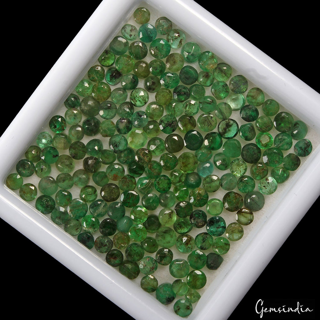 13.50 Ct Natural Colombian Emerald Round Cut Faceted Loose Gemstones lot 163 Pc