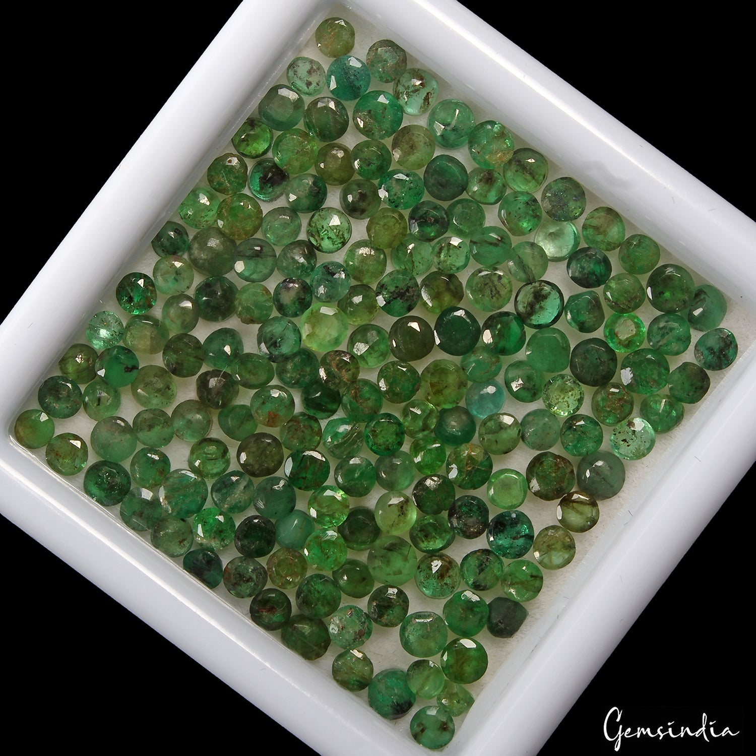 13.50 Ct Natural Colombian Emerald Round Cut Faceted Loose Gemstones lot 163 Pc