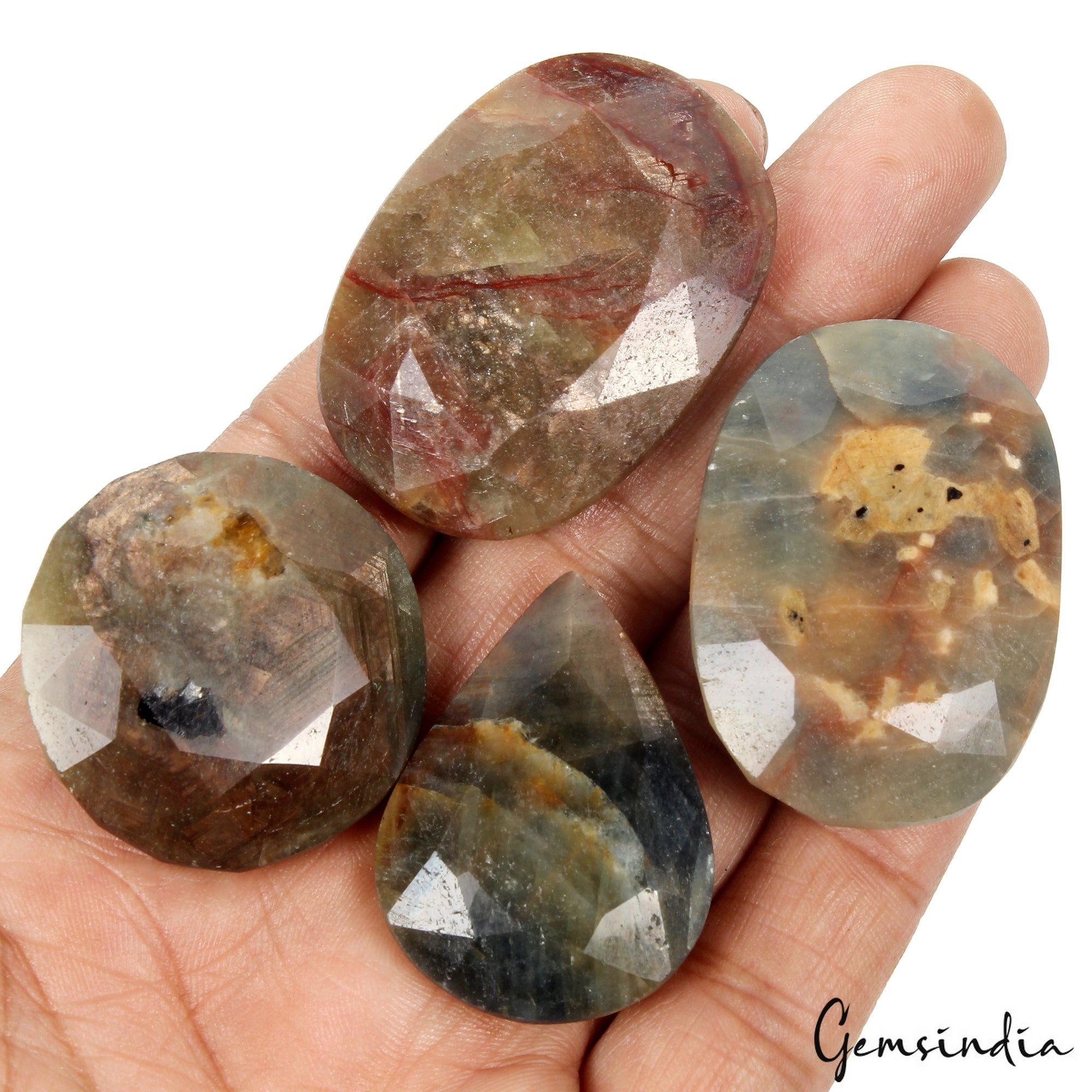 4 Pcs Natural Unheated Brown Sapphire 34-44mm Mix Cut Loose Gemstones Lot 720 Ct