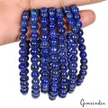 420 Ct/7 Pcs Natural Blue Lapis Lazuli Gems Beaded Stretchable Handmade Bracelet