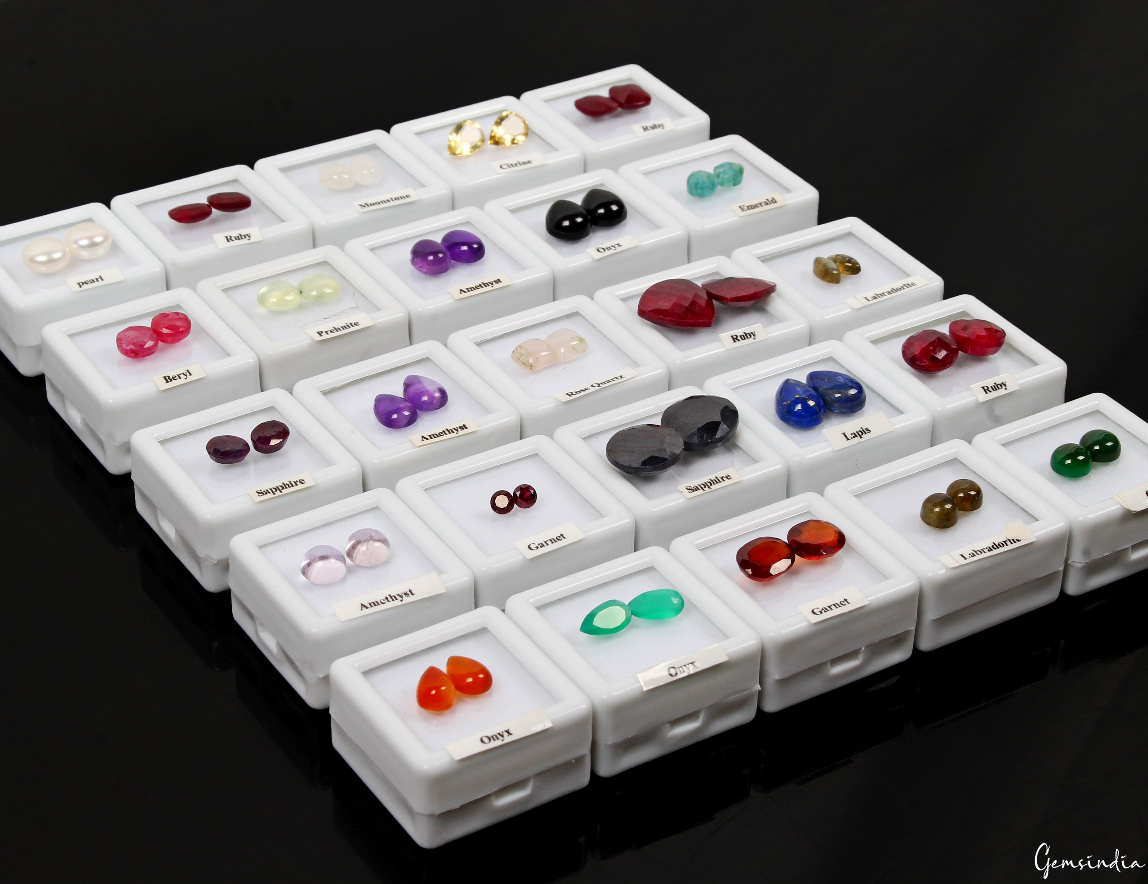 25 Pair Estate Genuine Multi Gems Loose Colorful Jewelry Stones Collection w/Box