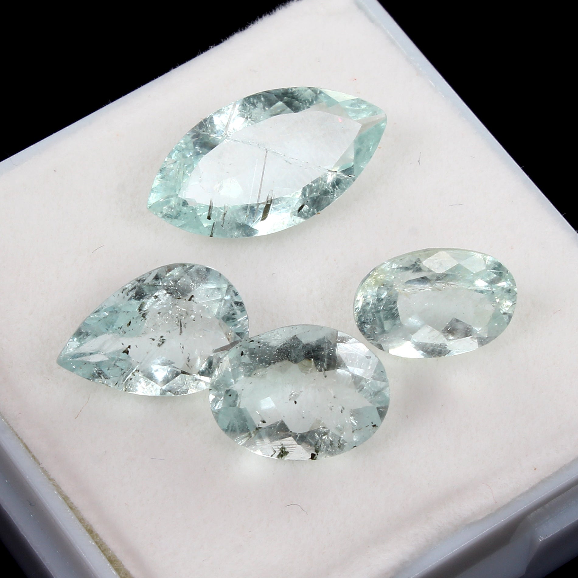 4 Pc Natural Blue Aquamarine Mix Cut  Loose Unheated 10-16mm Gemstones~ 11.00 Ct