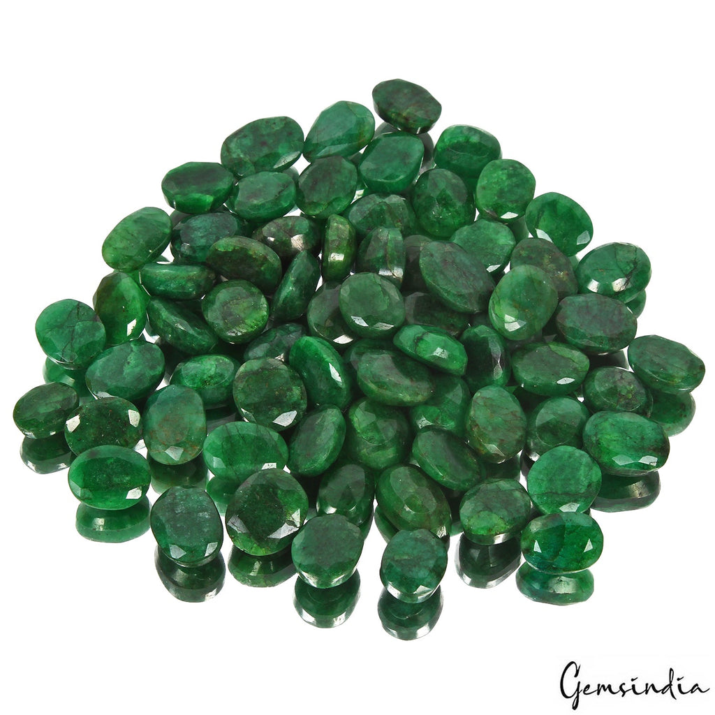 1000 Cts/68 Pcs Natural Brazilian Bottle Green Emerald Oval Cut Loose Gems Lot