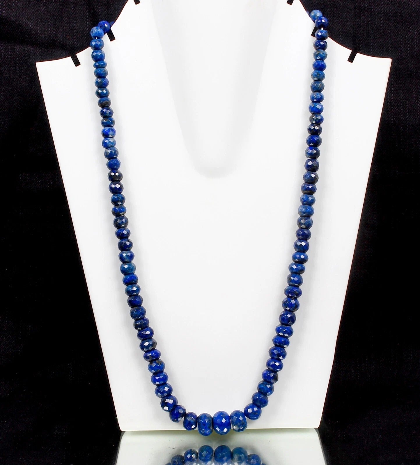 340 Ct Natural Blue Lapis Lazuli Round Faceted Beaded Single Strand Necklace 20