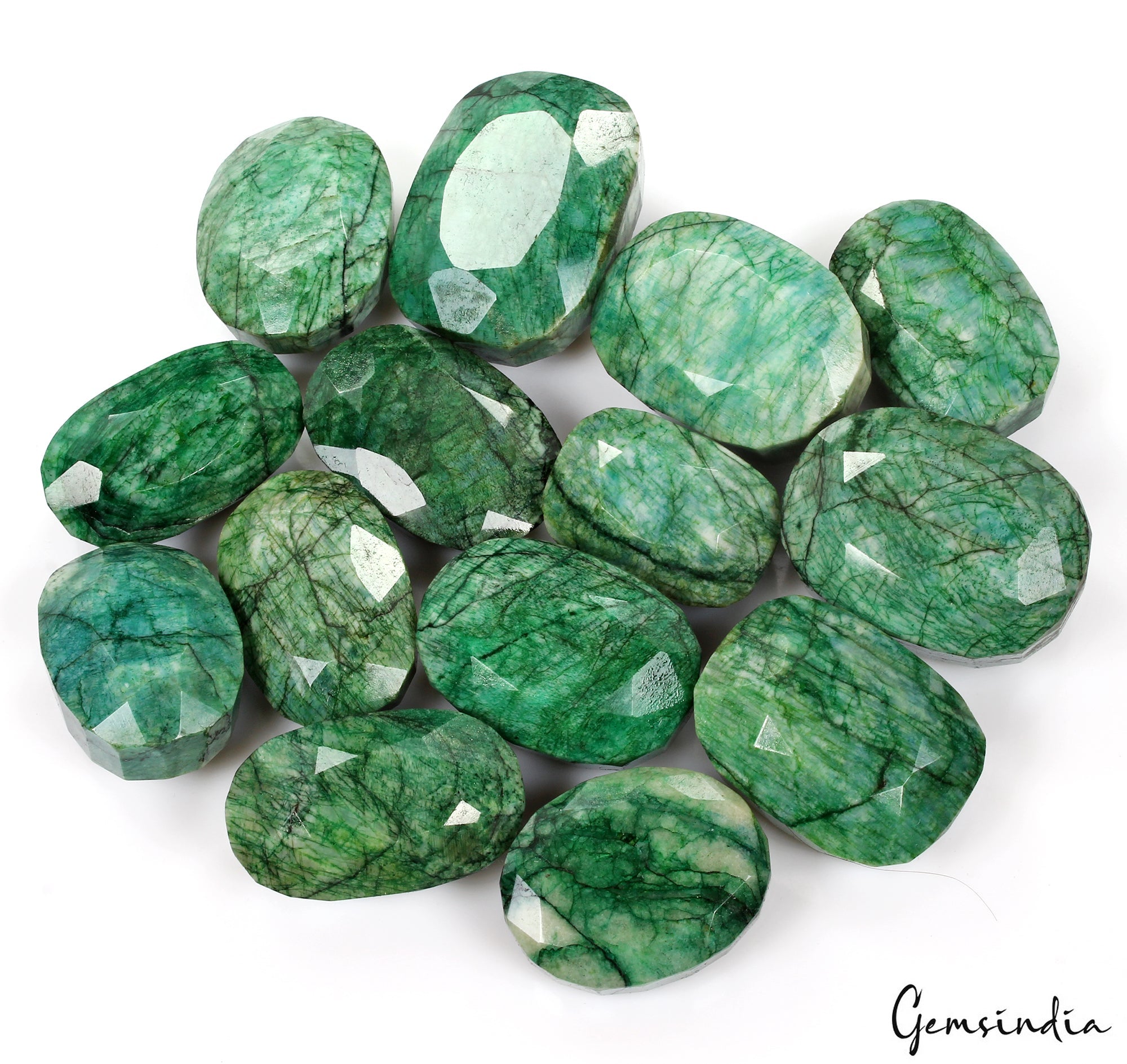 1 Kilo /14Pcs Natural Brazilian Green Emerald Oval Cut Loose Gems Wholesale Lot