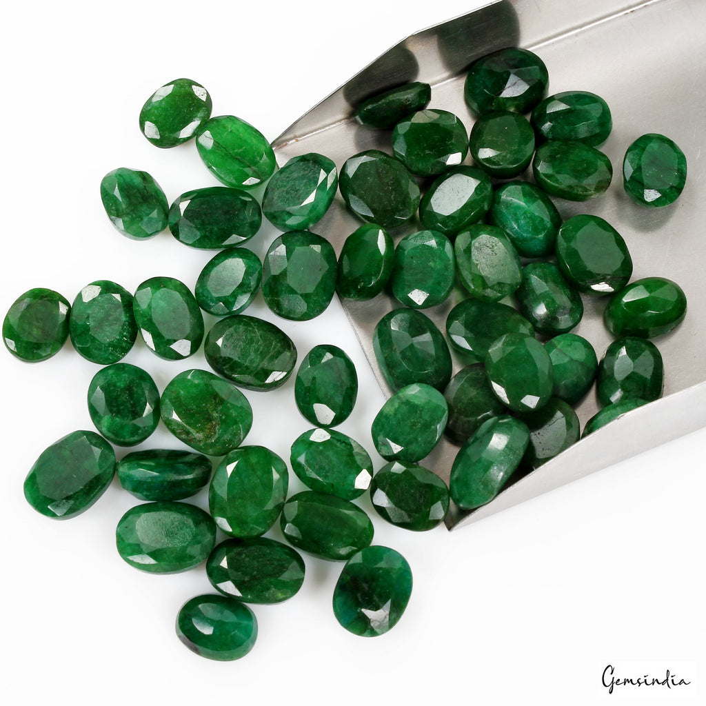 Certified Colombian Natural Green Emerald 620 Ct Oval Cut Loose Gemstones~50 Pcs