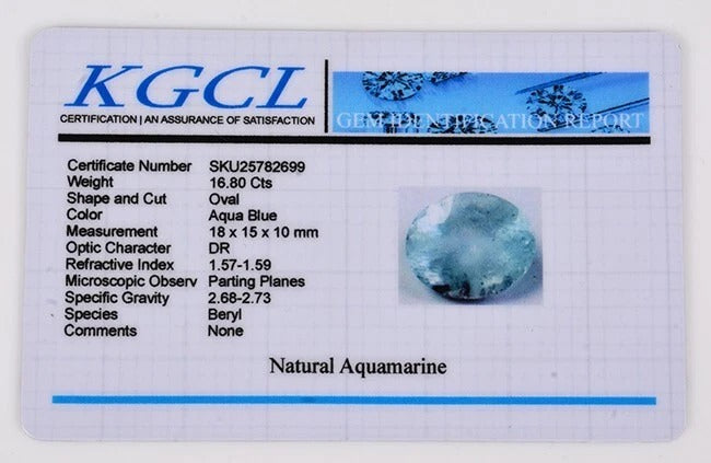 Certified 16.80 Cst Natural Brazilian Aquamarine Loose Cut Faceted Large Gem