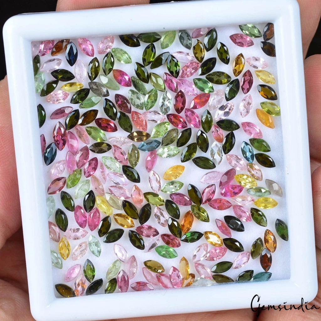 28.50 Ct/200 Pcs Natural Multi Color Tourmaline Marquise Calibrated 5x2.5mm Gems