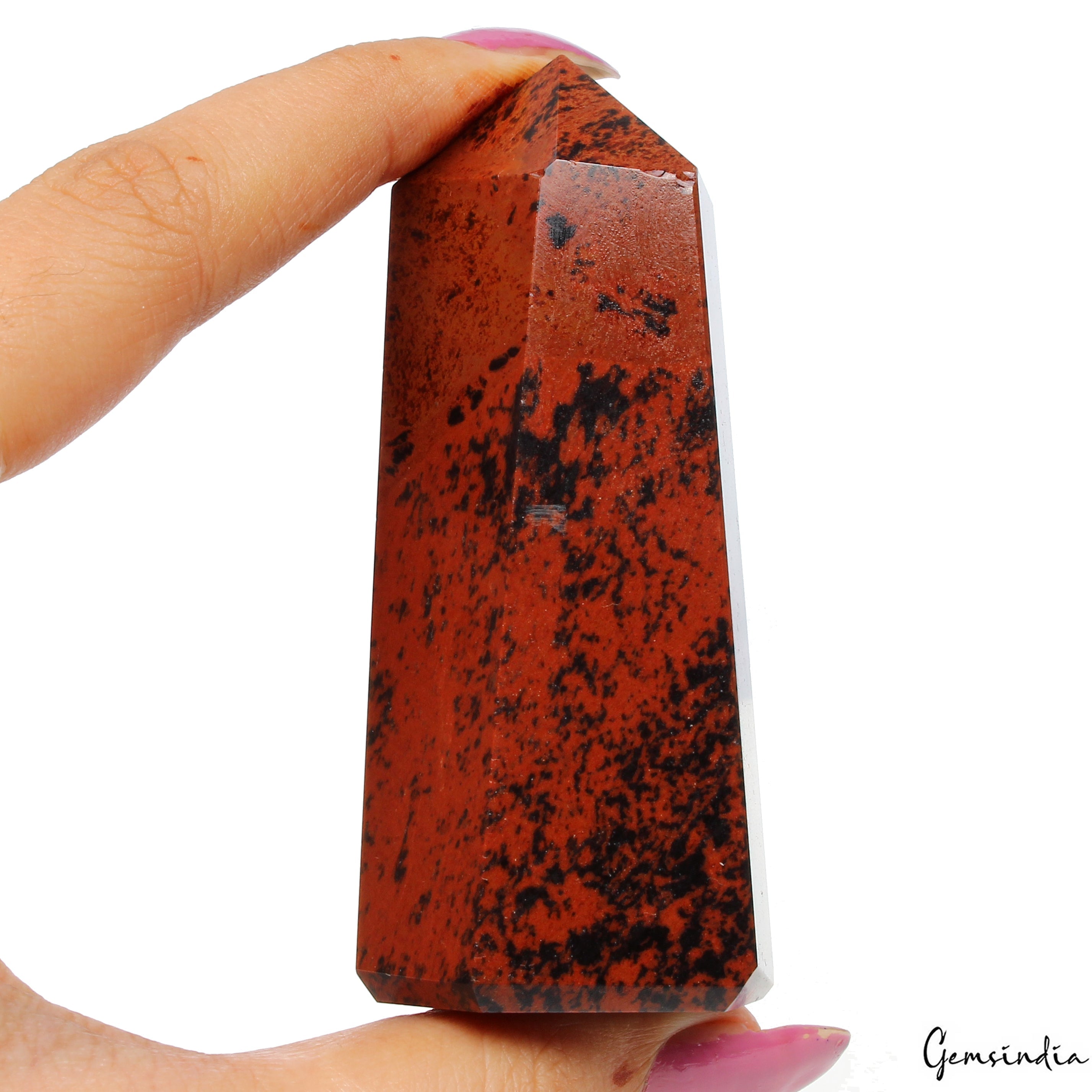 112 Gm/3.1" Natural Mahogany Obsidian Crystal Healing Reiki Power Obelisk Tower