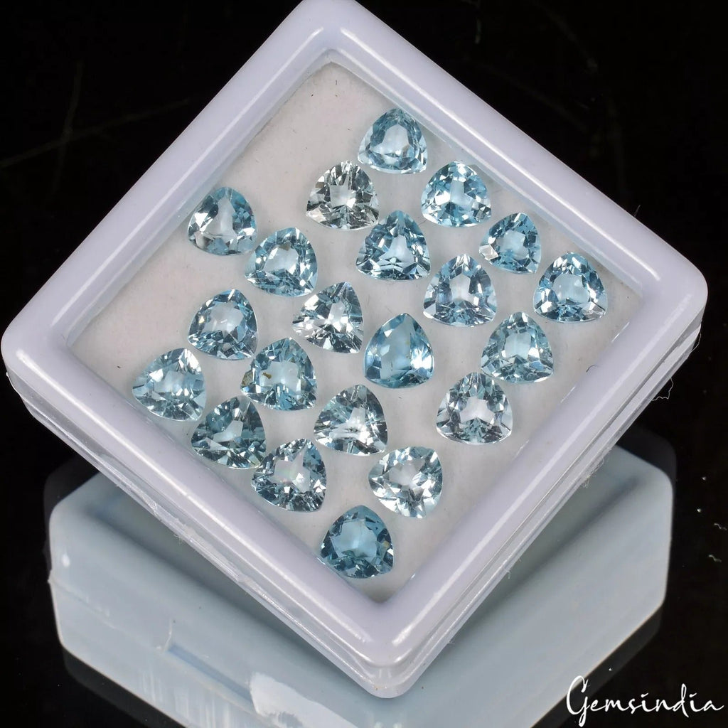 19 Cts Natural Untreated London Blue Topaz Trillion Cut Loose Gems For Jewelry