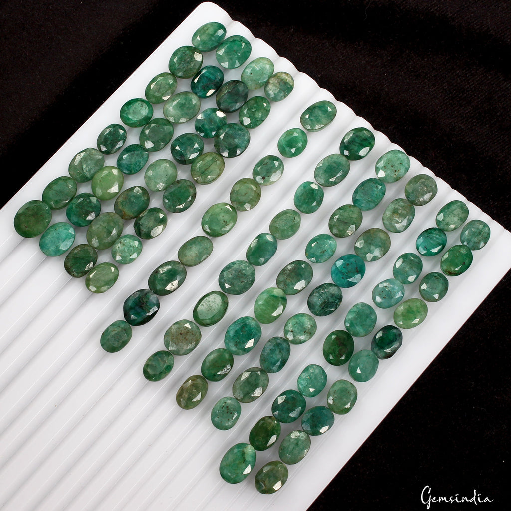 300 Cts/88 Pcs Natural Green Brazilian Emerald Oval Cut Loose Gems For Jewelry
