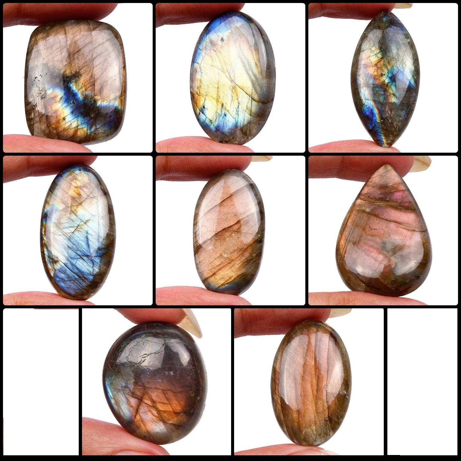 400 Ct 100% Natural Multi Flashing Labradorite Mix Cabochon Loose Gemstones Lot