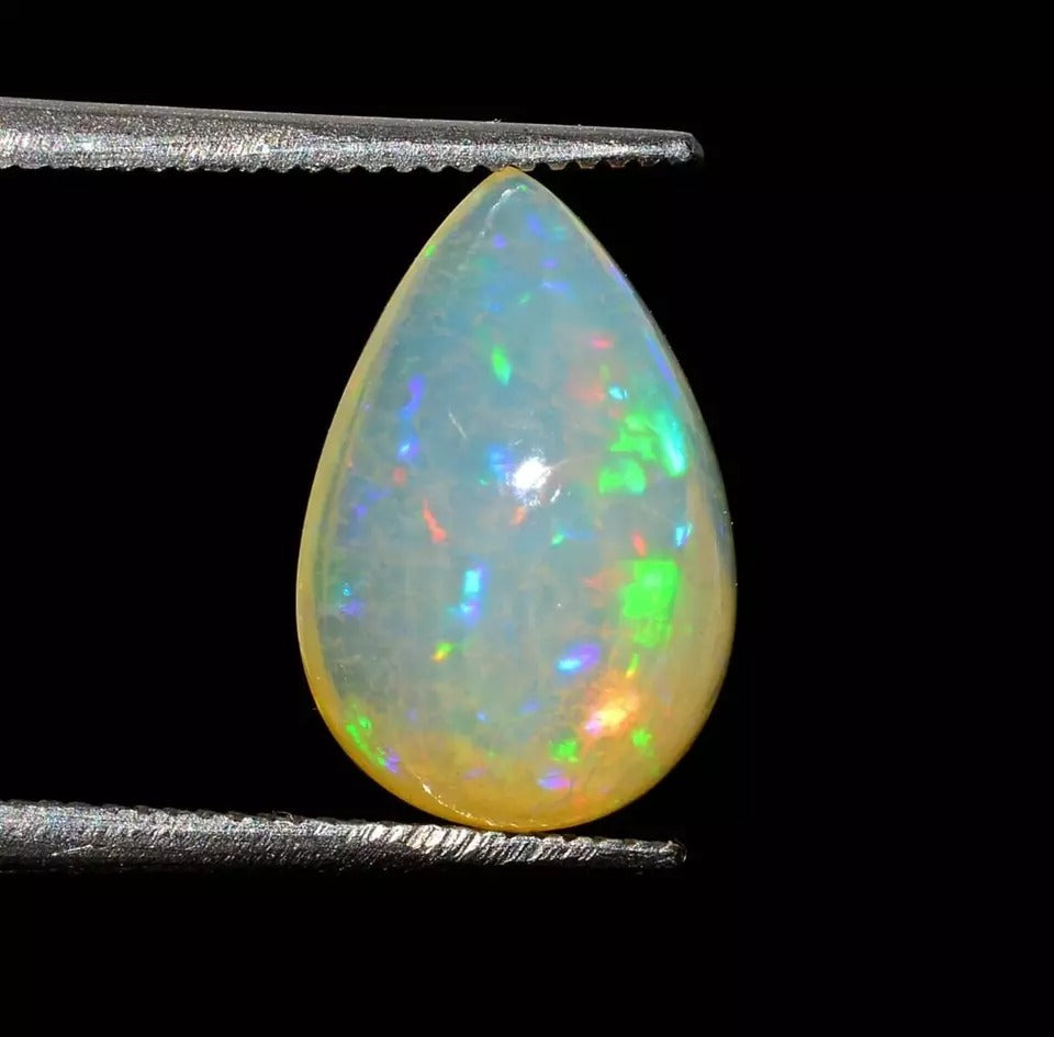 Certified 3.10 Cts AAA Natural Welo Fire Opal Pear Cab Loose Ring Size Gemstone