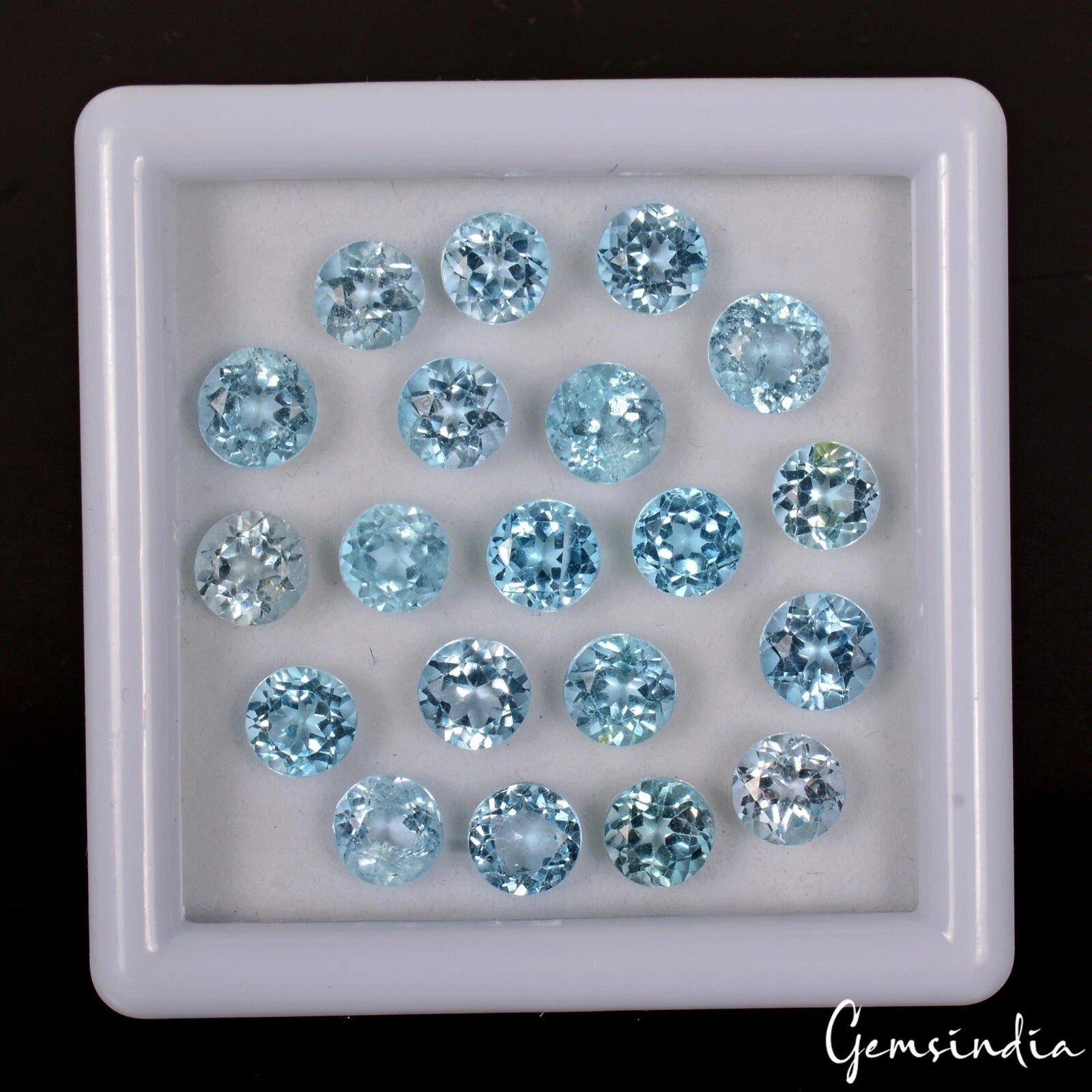 VVS 20Pcs Natural Sky Blue Topaz 5-6mm Round Cut AAA Quality Loose Certified Gem