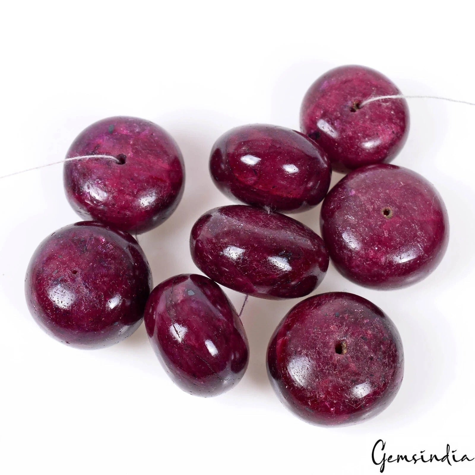 690 Cts Natural Red Ruby Round Cabochon Drilled Beads 20-24mm For Jewelry Making