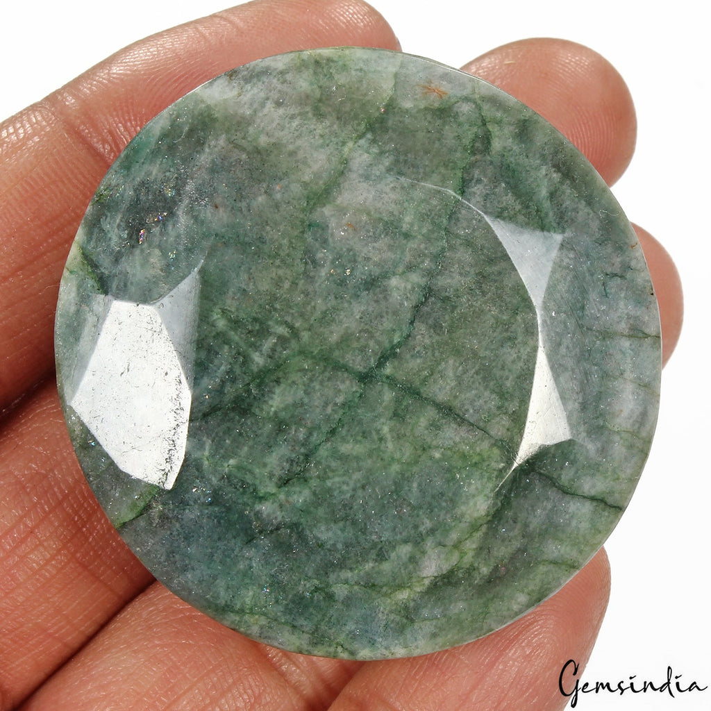 Certified 420 Cts Natural Brazilian Green Emerald Uneven Round Faceted Cut Gem