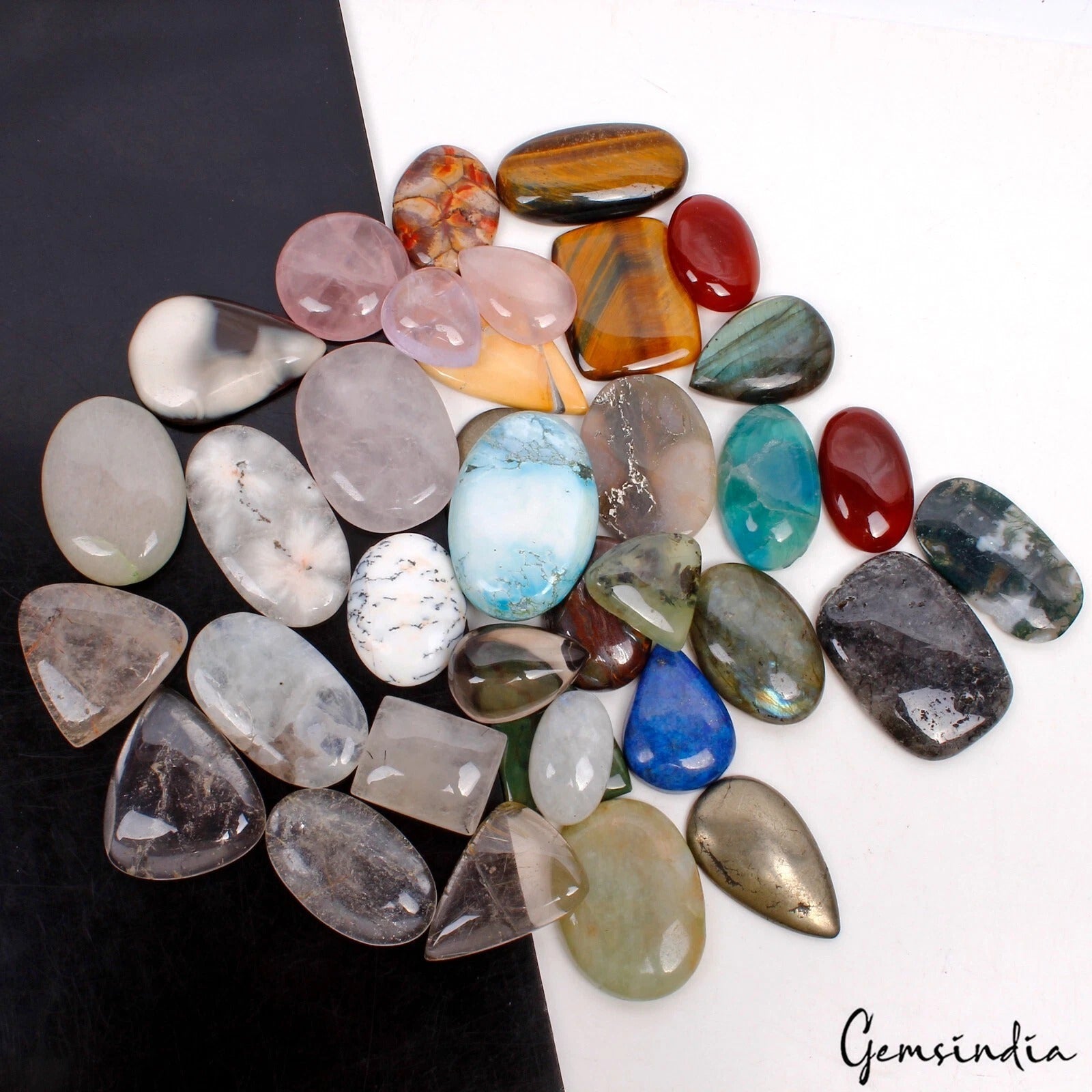 2240 Ct/36 Pcs Natural Multi Color Mix Cab Loose 25mm To 49mm Gems Wholesale Lot