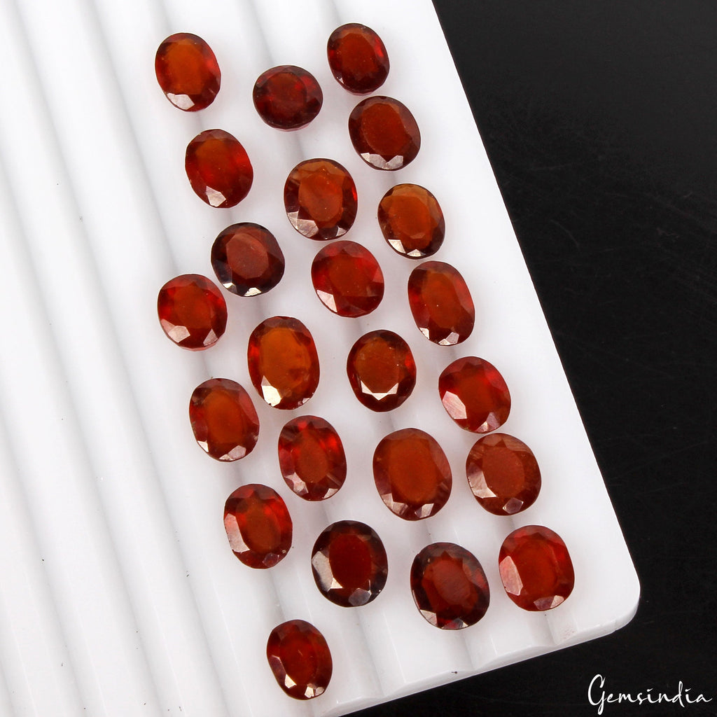 23 Pcs Natural Ceylon Hessonite Garnet Untreated 9mm-11mm Oval Cut Gemstones Lot