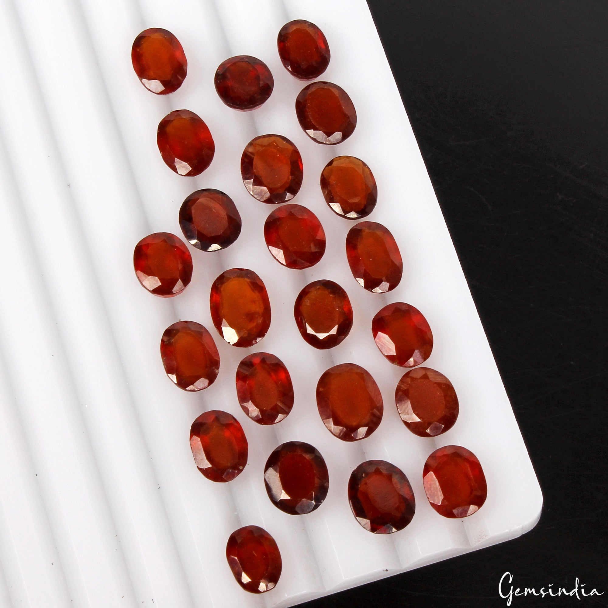 23 Pcs Natural Ceylon Hessonite Garnet Untreated 9mm-11mm Oval Cut Gemstones Lot