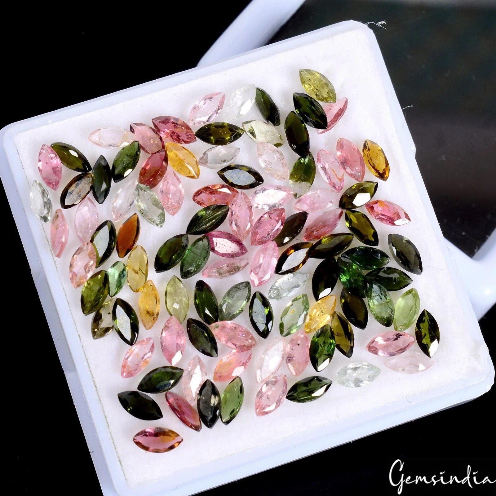 Tourmaline Lot, Loose Gemstone, Untreated, Multi Color — 96 Pieces, 5mm to 6mm, 13.30 Ct, Mozambique