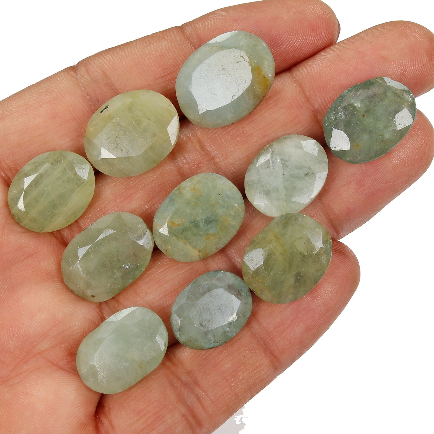 10 Pcs Natural Beryl Aquamarine 16-20mm Oval Cut Untreated Gemstones~136.70 Ct