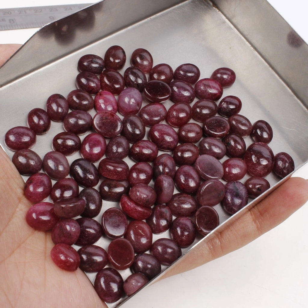 440 Ct Ruby Oval Shape Cabochon Flat Back 9-14mm AAA Quality Loose Gemstones Lot