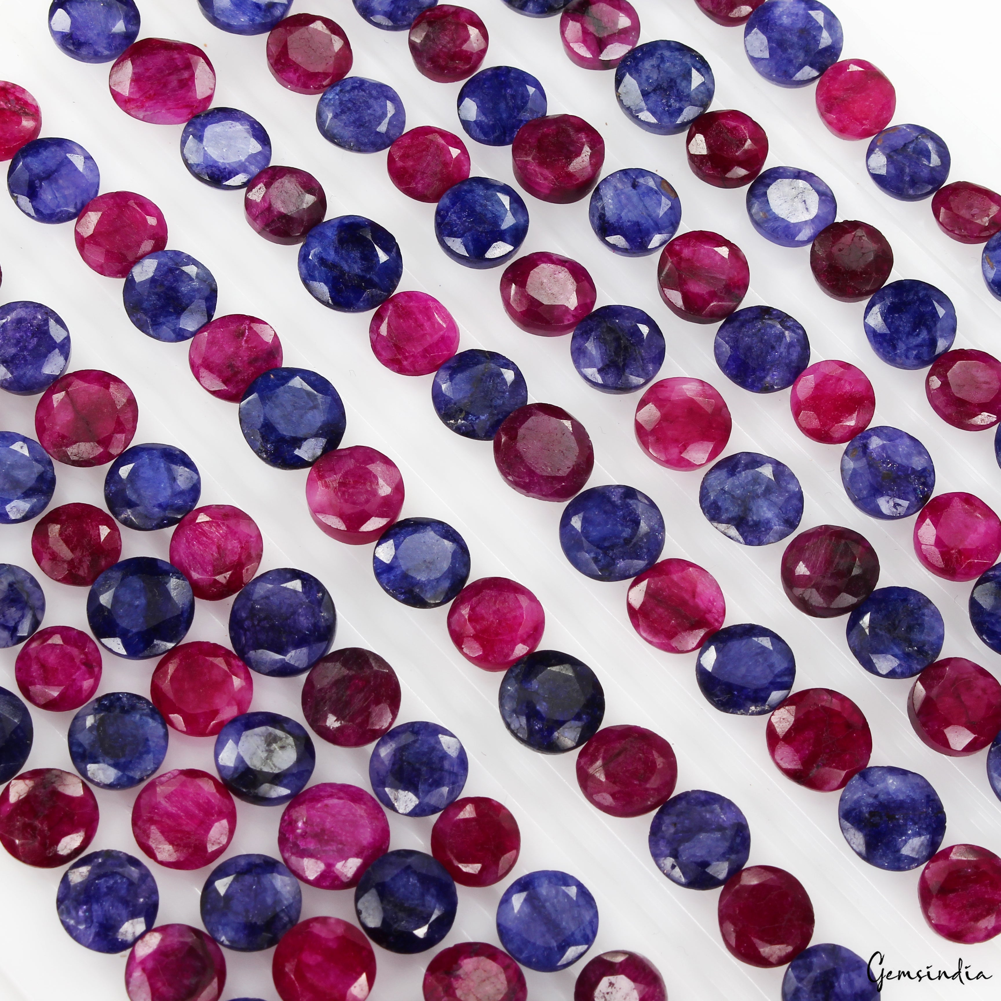 400Ct/144 Pc Natural Red & Blue Beryl Round Cut 7-10mm Loose Jewelry Making Gems