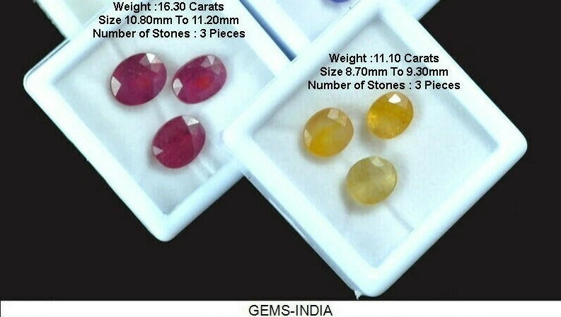 6 Pc Natural Ruby/ Yellow Sapphire 8-11mm Oval Cut Loose Gemstones Lot~ 29.70 Ct