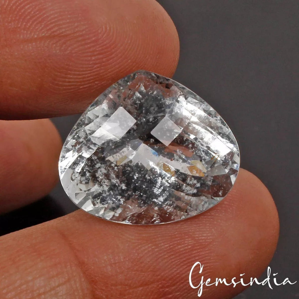 18.80 Cts Natural Untreated Brazilian Aquamarine Pear Checker Cut Gem For Ring