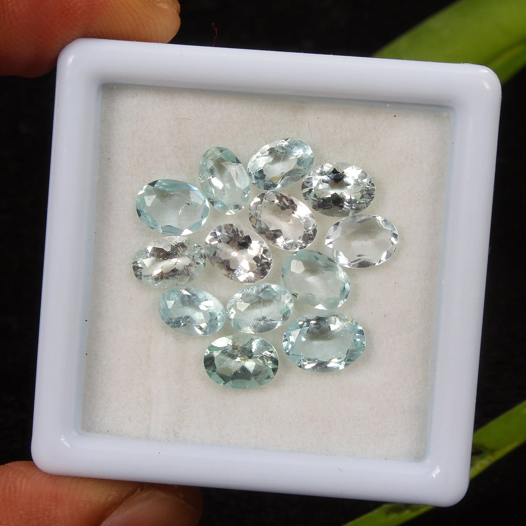 8.60 Ct Natural Blue Aquamarine Untreated 6mm-8mm Oval Cut Loose Gemstones ~13 P